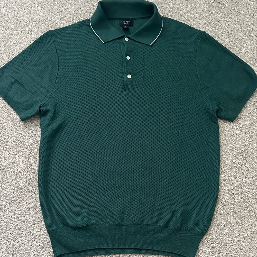 J. Crew Dark Green Knitted Polo Shirt